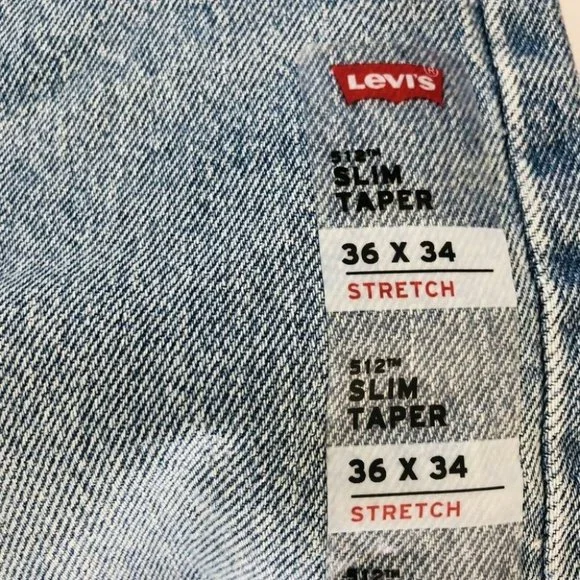 Levi's 512 Slim Taper BNWT Men's Jeans Light Wash Denim Size Waist 36 Length 34. - Picture 6 of 12